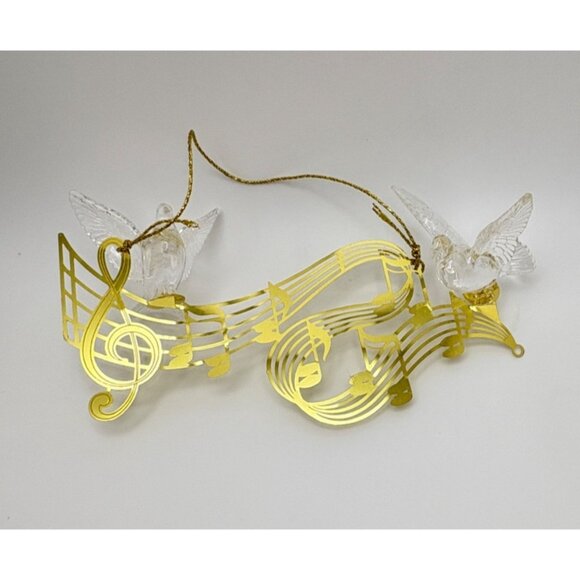 Vintage Doves Musical Notes Christmas Tree Ornament Brass Music Acrylic Birds - Picture 4 of 6